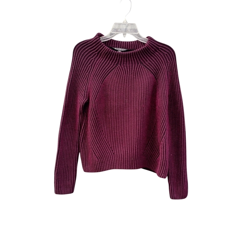 Athleta Rockland Auberge Burgundy Ribbed Knit Sweater Size XS